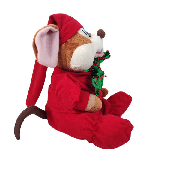 Vintage PBC Singing Dancing Christmas Mouse Plush 12in Let It Snow - Picture 4 of 13